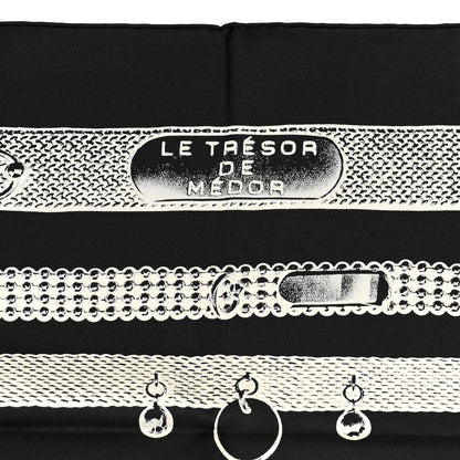 Hermes Silk Le Tresor De Medor Scarf 90 Black Creme 2 of 5