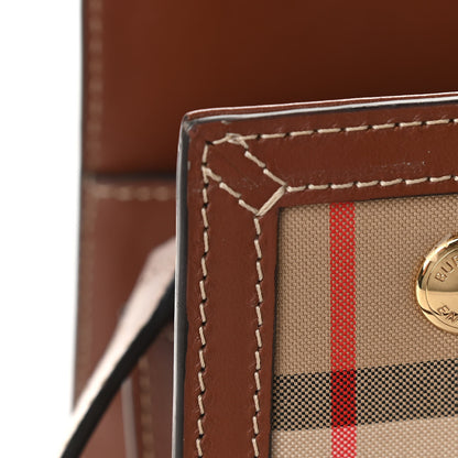 Burberry Calfskin Vintage Check Two Handle Title Bag Archive Beige 12 of 12