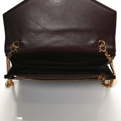 Saint Laurent Nappa Matelasse Chevron Monogram Chain Wallet Amaranto 5 of 10