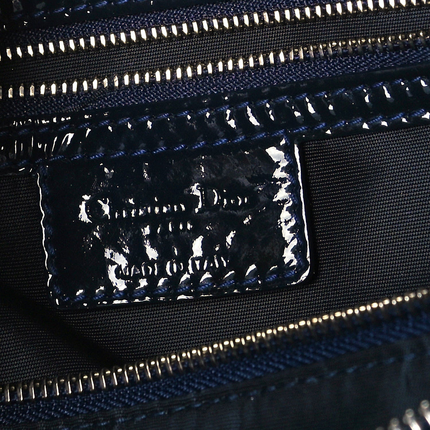 Christian Dior Patent Cannage Large Dior Soft Shopping Tote Navy Blue 5 of 7