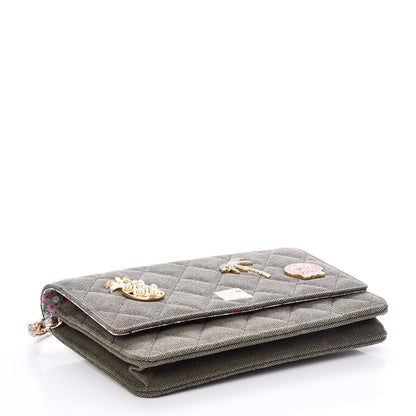 Chanel Canvas Quilted Coco Cuba Charms Wallet On Chain WOC Khaki 4 of 8