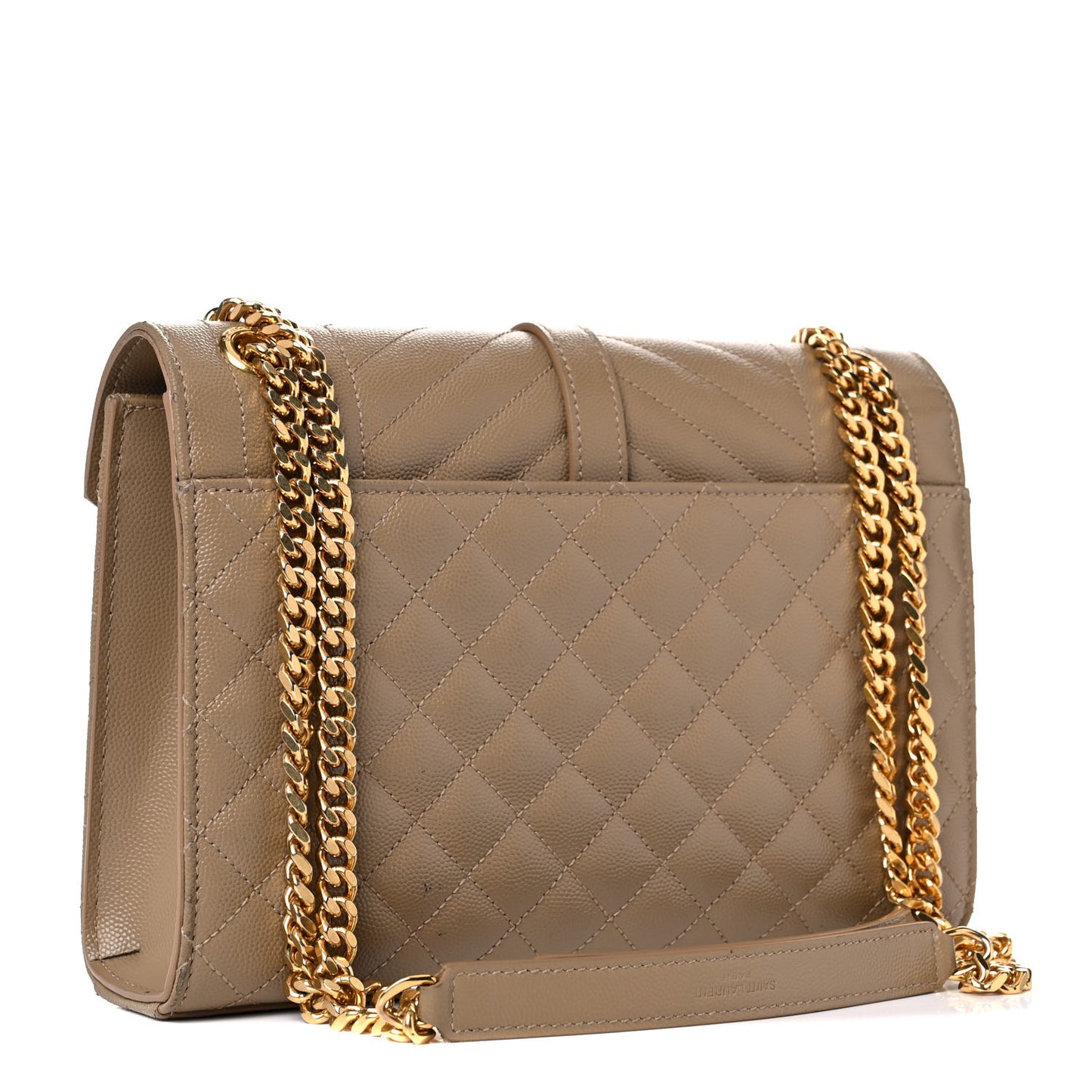 Grain De Poudre Textured Mixed Matelasse Medium Triquilt Monogram Satchel Dark Beige