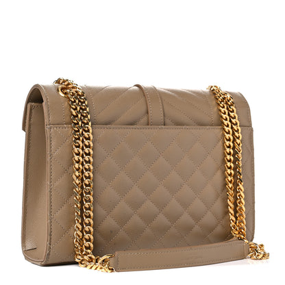 Saint Laurent Grain De Poudre Textured Mixed Matelasse Medium Triquilt Monogram Satchel Dark Beige 3 of 23