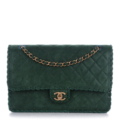 Chanel Metallic Calfskin Quilted Jumbo Happy Stitch Flap Green 1 of 9
