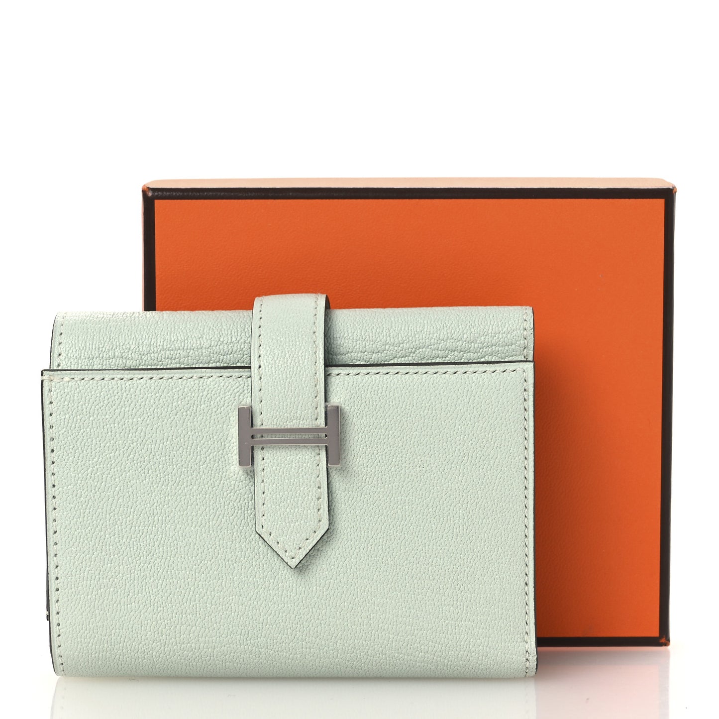 Chevre Mysore Tri-Fold Compact Bearn Wallet Vert Peppermint