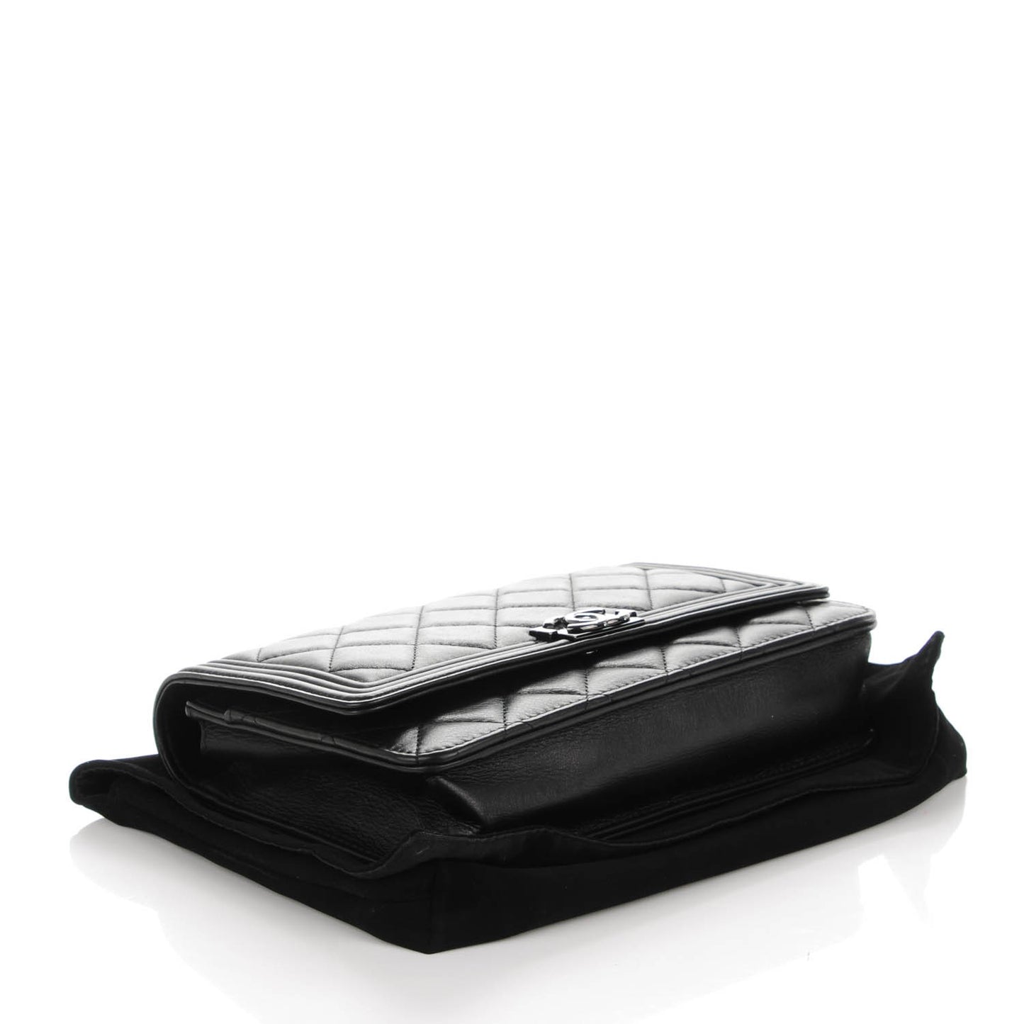 Lambskin Quilted Boy Wallet On Chain WOC Black