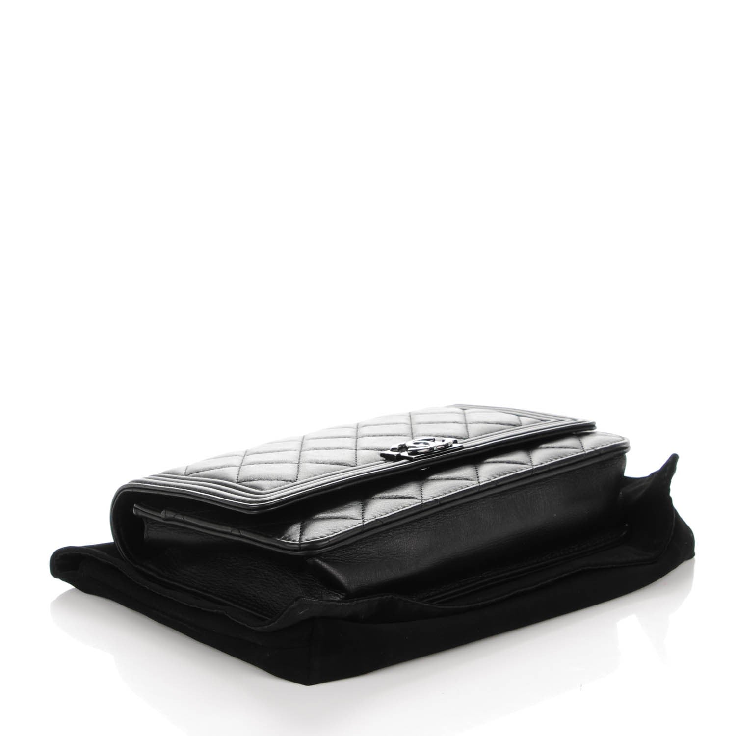 Chanel Lambskin Quilted Boy Wallet On Chain WOC Black 4 of 8