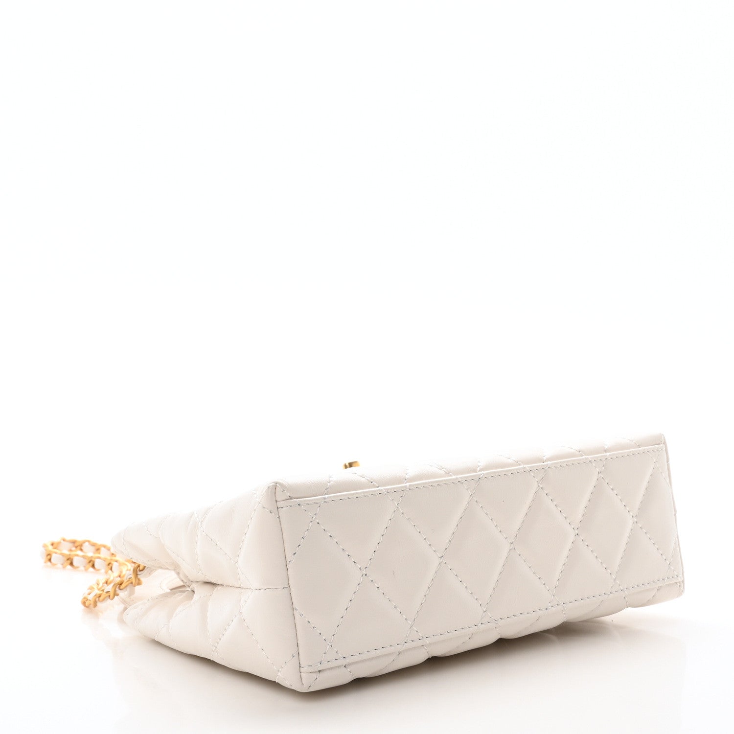 Chanel Shiny Aged Calfskin Quilted Nano Kelly Shopper White 4 of 10