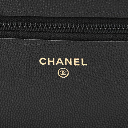 Chanel Caviar Quilted Striated CC Wallet On Chain WOC Black 6 of 13