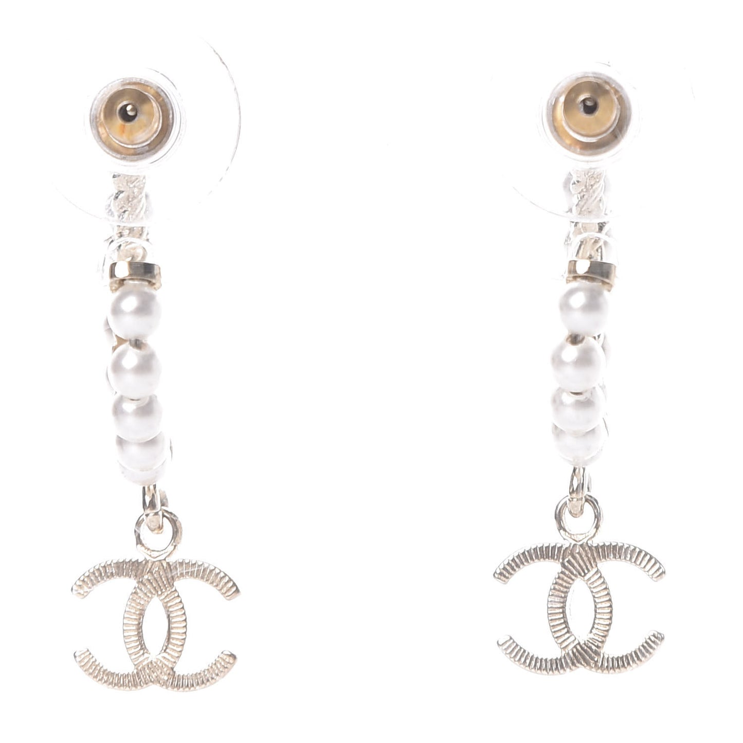 Pearl Charms CC Hoop Earrings Gold