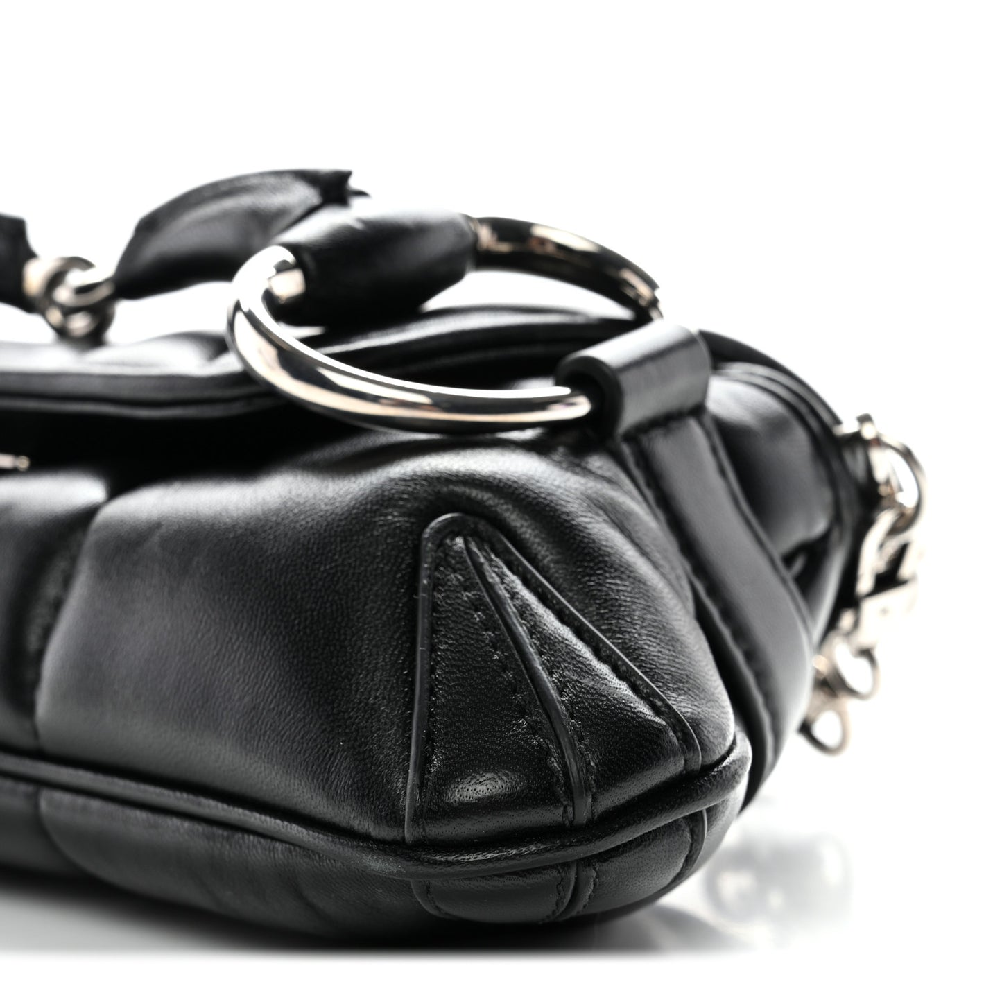 Nappa Vertical Matelasse Small Maxi Horsebit Chain Shoulder Bag Black