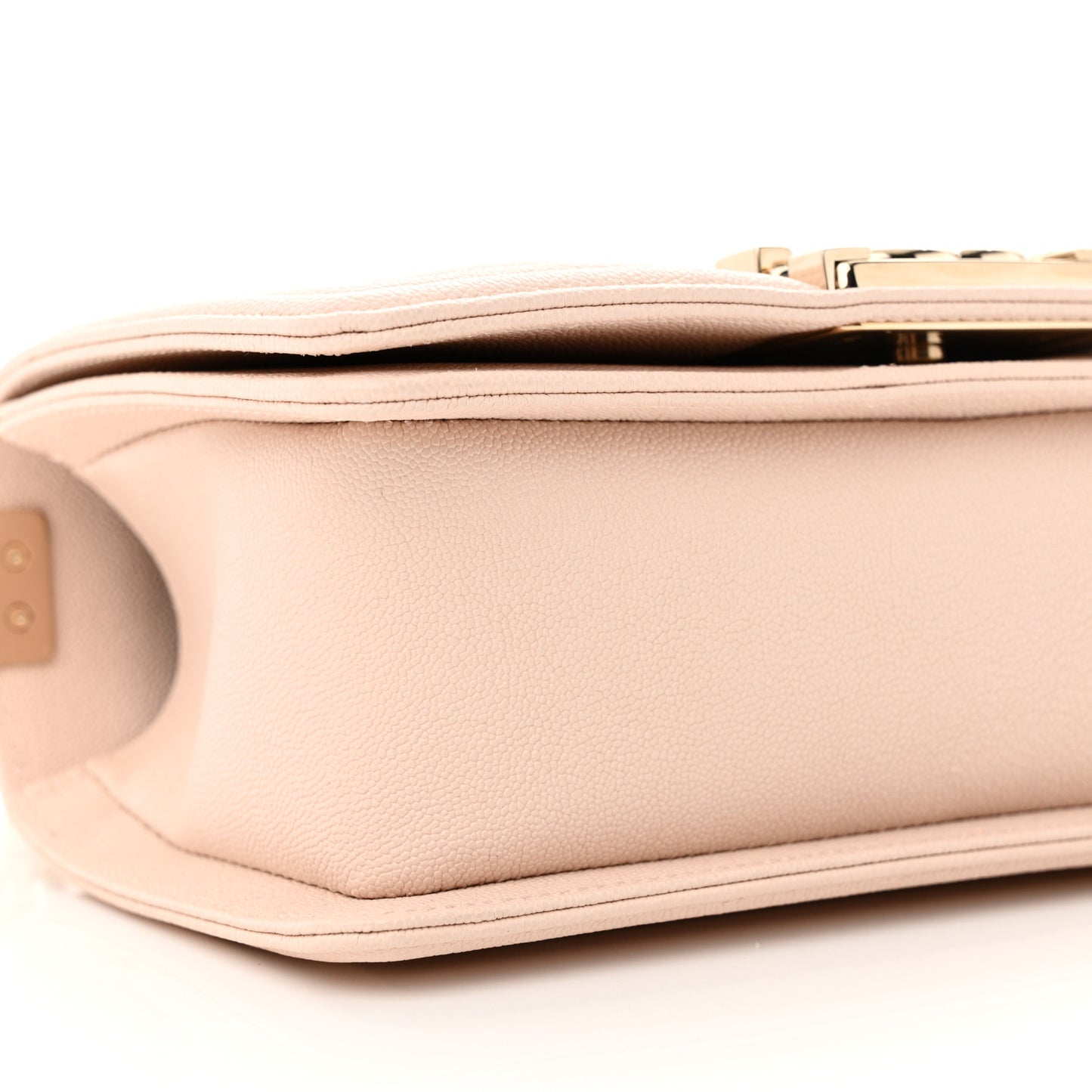 Caviar Chevron Quilted Small Boy Flap Beige