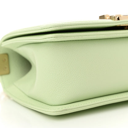 Chanel Caviar Chevron Quilted Small Boy Flap Light Green 9 of 11