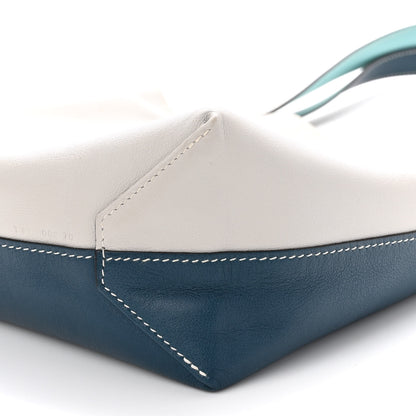 Hermes Veau Sikkim Swift Double Sens 30 Reversible Tote Gris Perle Colvert Bleu Atoll 8 of 9
