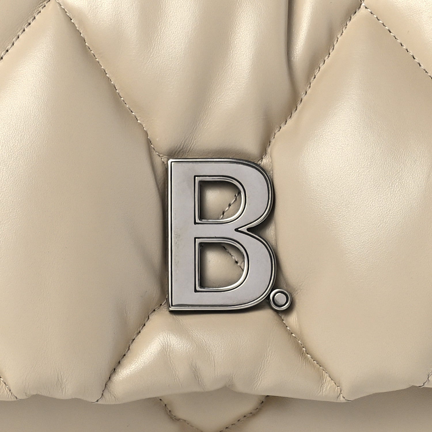 Balenciaga Nappa Calfskin Quilted Touch B Puffy Clutch Light Beige 7 of 10