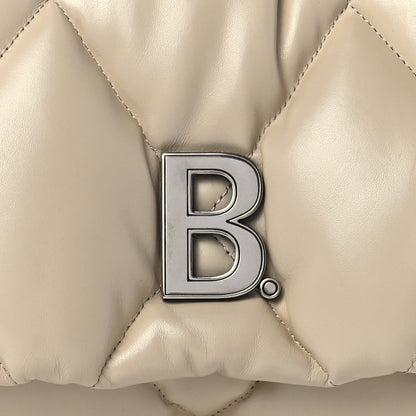Balenciaga Nappa Calfskin Quilted Touch B Puffy Clutch Light Beige 7 of 10