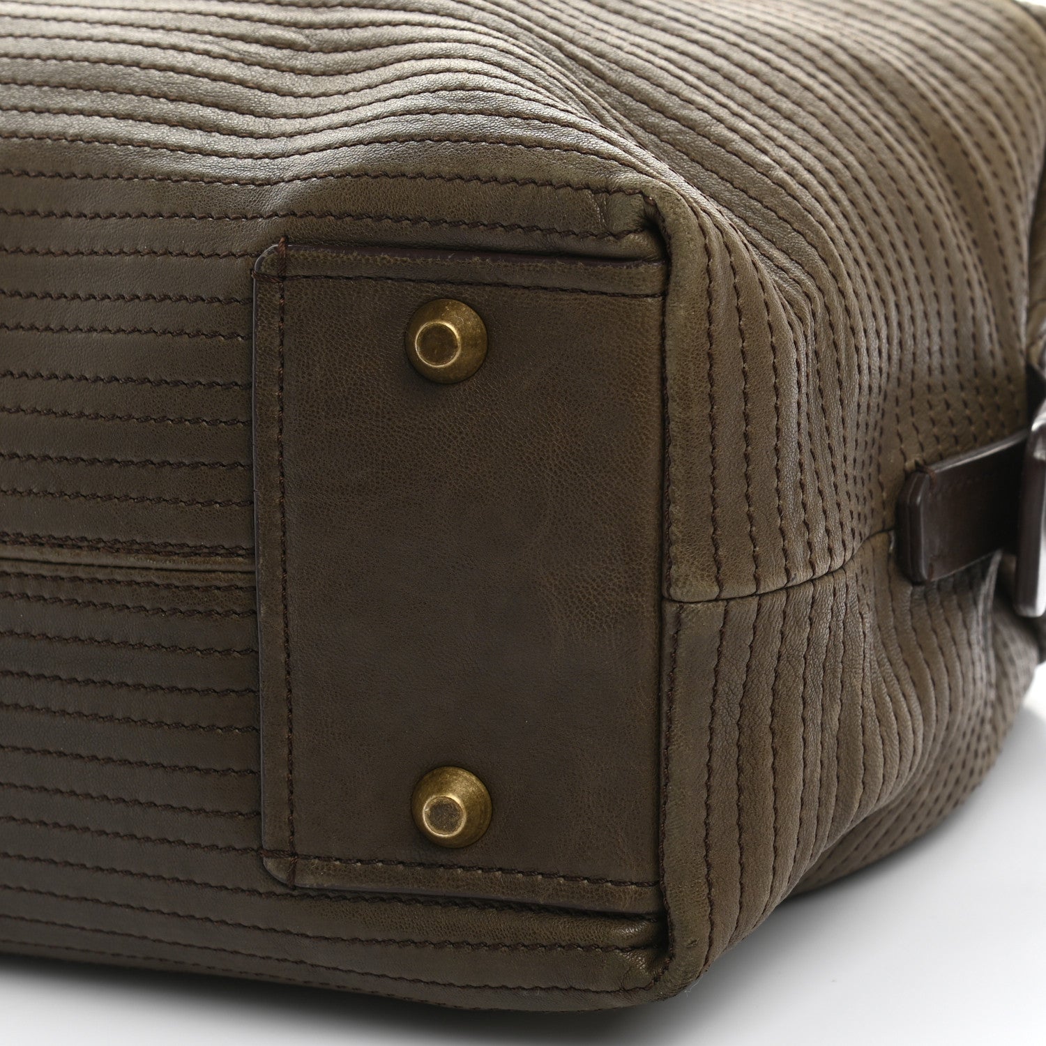 Lanvin Lambskin Stitched Padam Bowling Satchel Brown 10 of 14