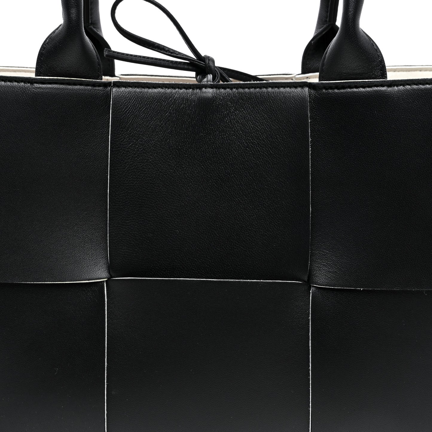 Nappa Maxi Intrecciato Small Arco Tote Black White