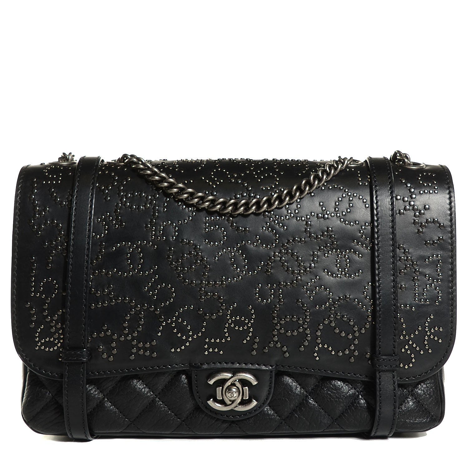 Chanel Studded Calfskin Lambskin Paris Dallas Flap Black 1 of 9