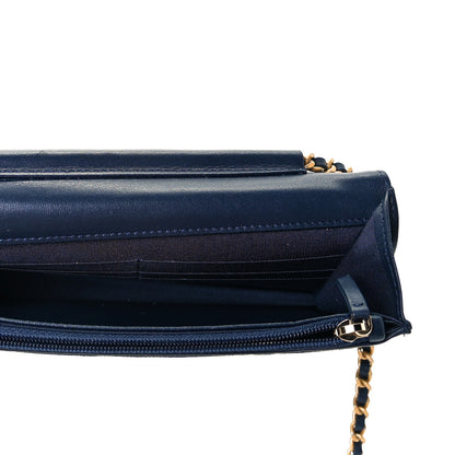 Chanel Caviar Quilted CC Filigree Wallet On Chain WOC Navy 7 of 8