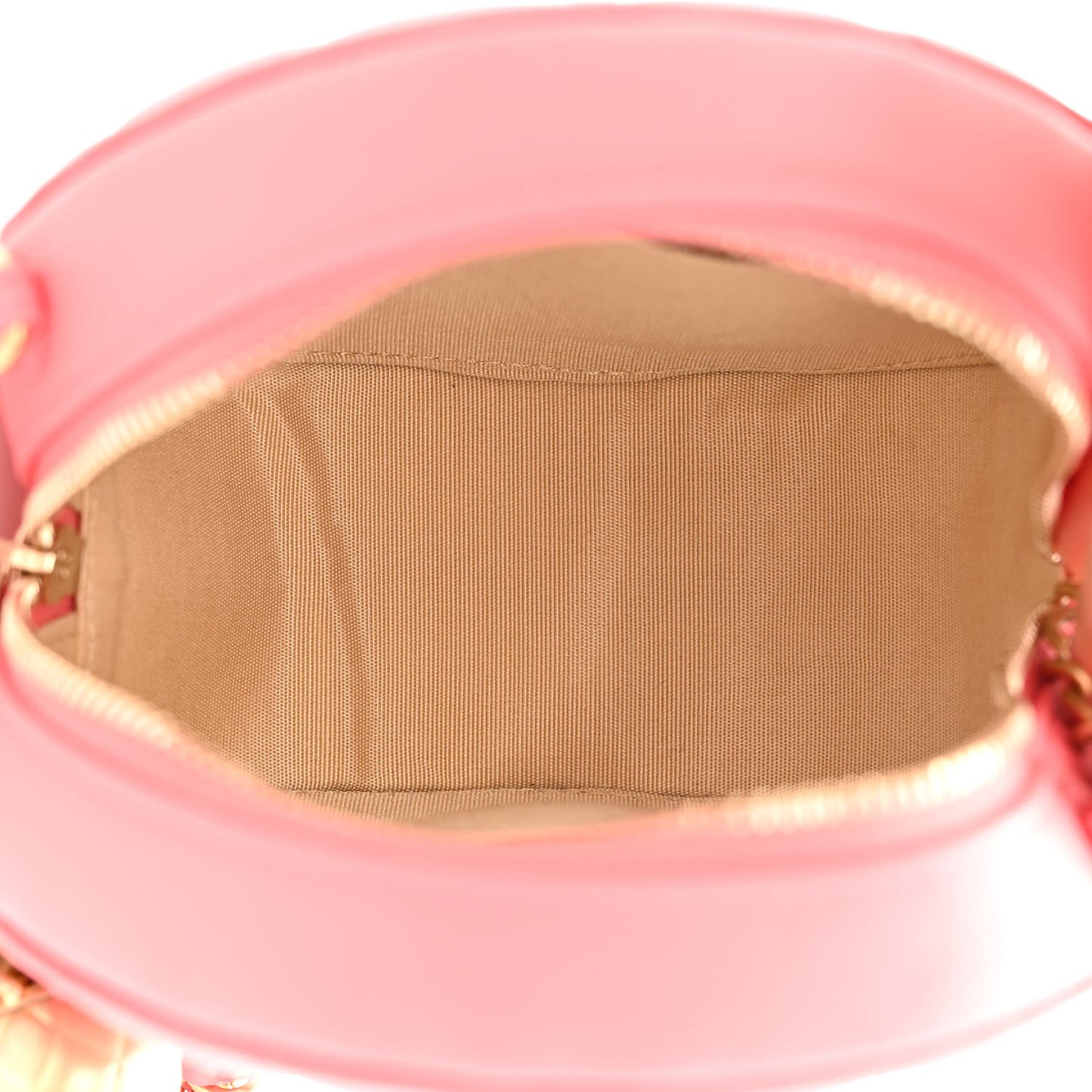 Lambskin Quilted Round Pearl Crush Clutch With Chain Pink