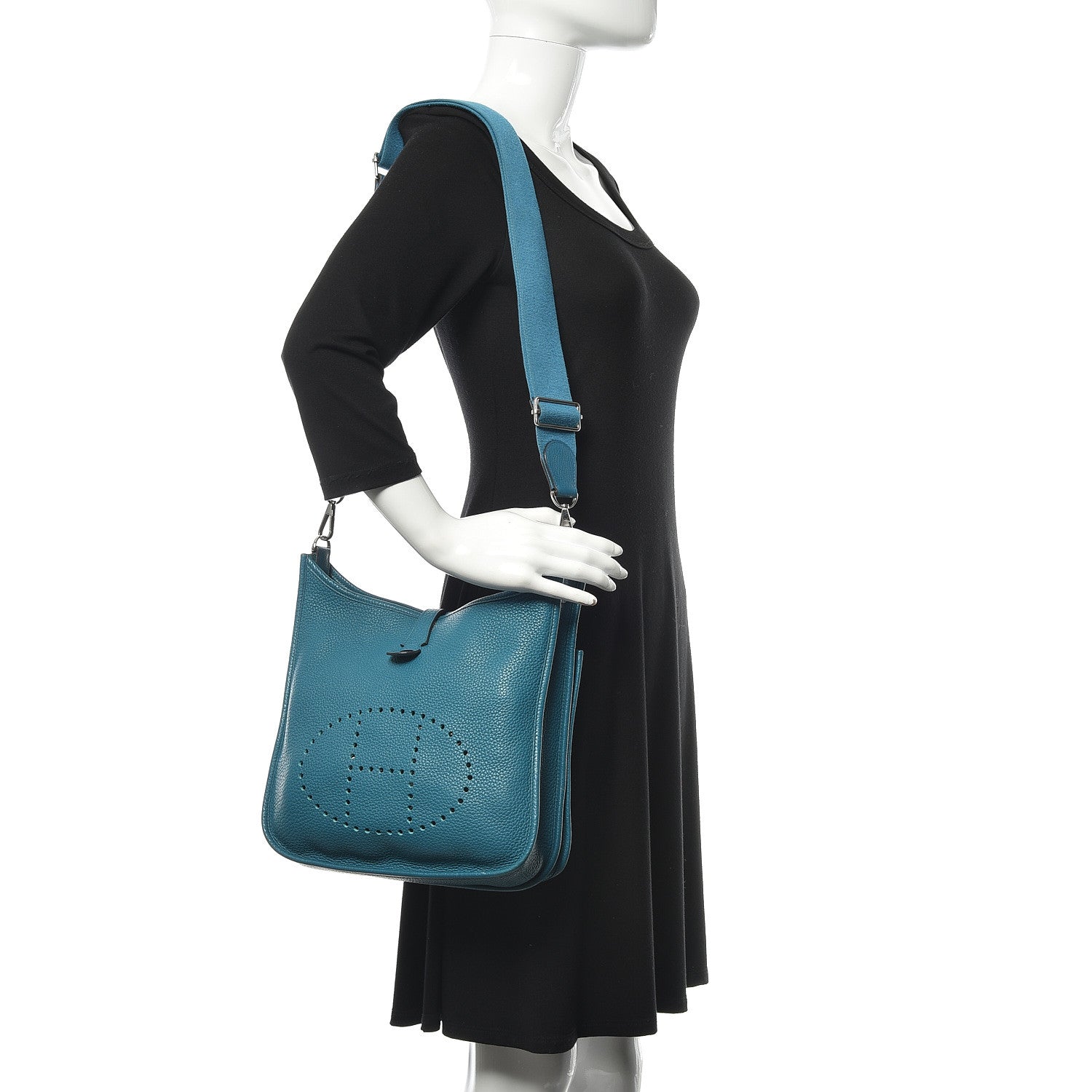 Hermes Taurillon Clemence Evelyne III PM Bleu Izmir 2 of 11