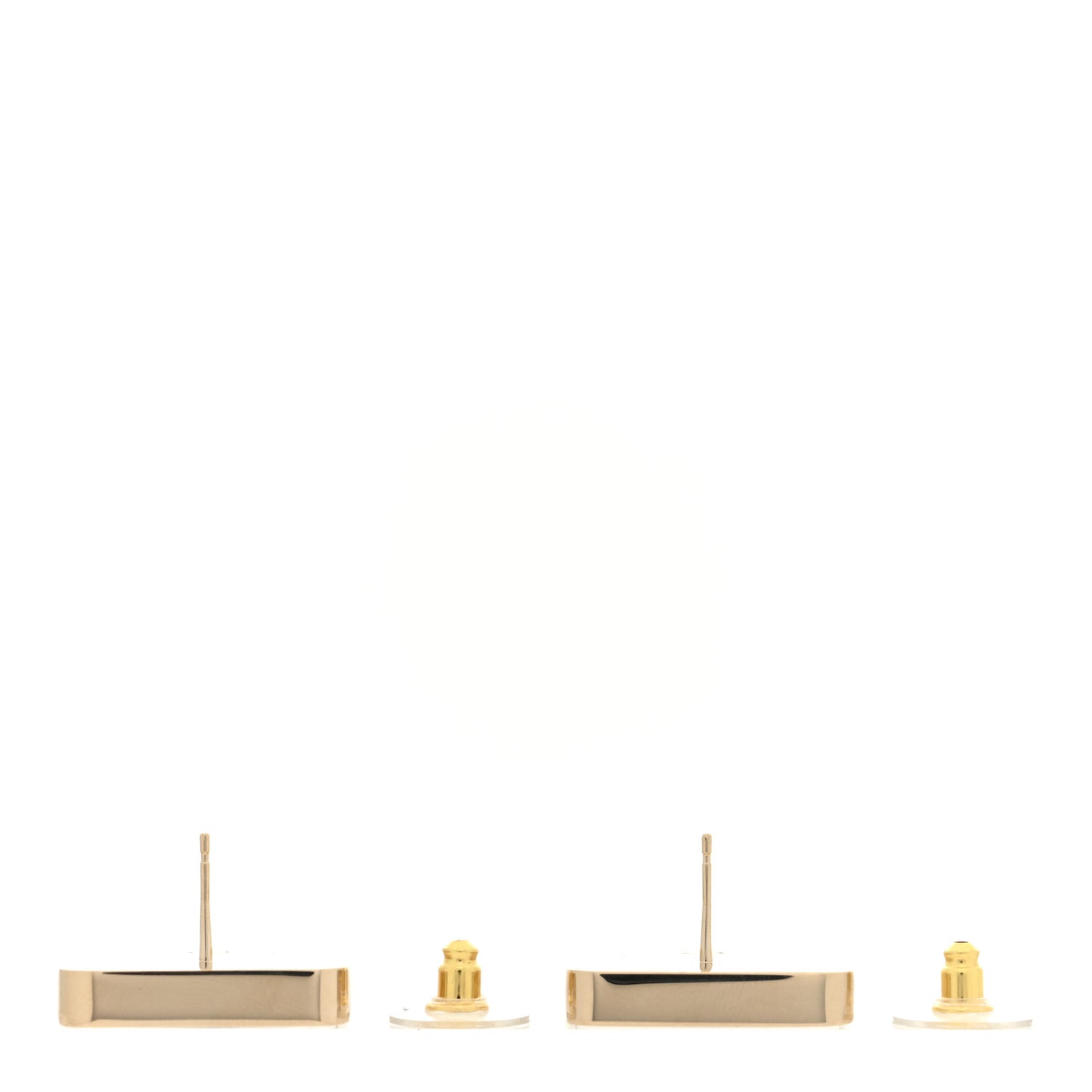 Metal Enamel CC Square Earrings Gold White Black
