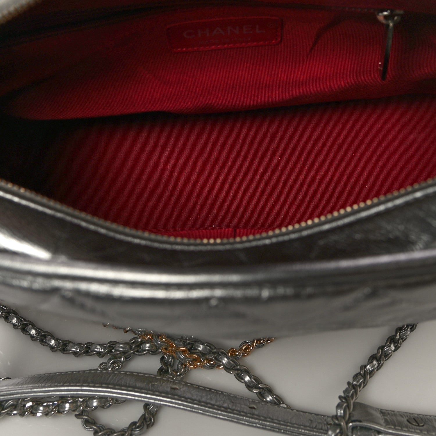 Chanel Metallic Lambskin Calfskin Quilted Medium Gabrielle Hobo Silver 5 of 14