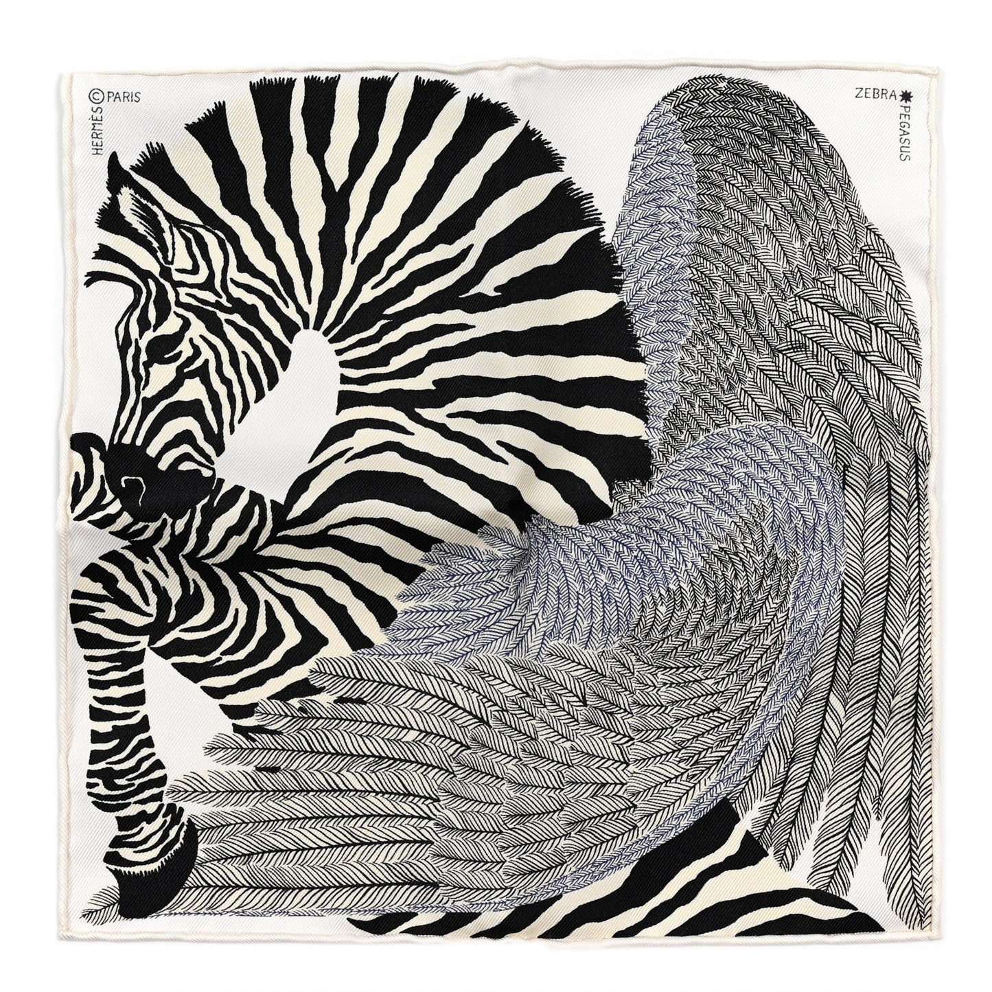 Silk Zebra Pegasus Nano Scarf 20 Black White