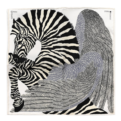Hermes Silk Zebra Pegasus Nano Scarf 20 Black White 1 of 4
