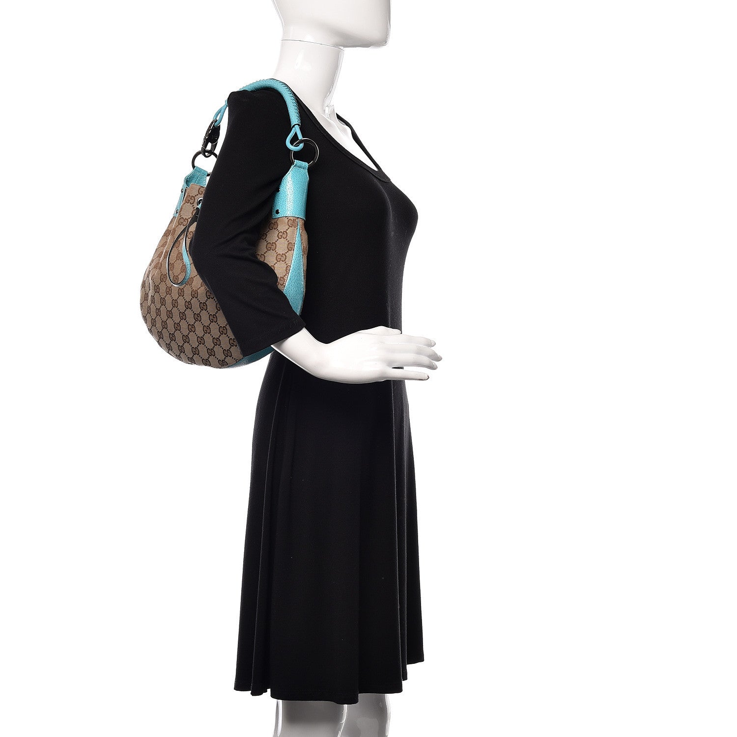 Gucci Monogram Drawstring Hobo Turquoise 2 of 10