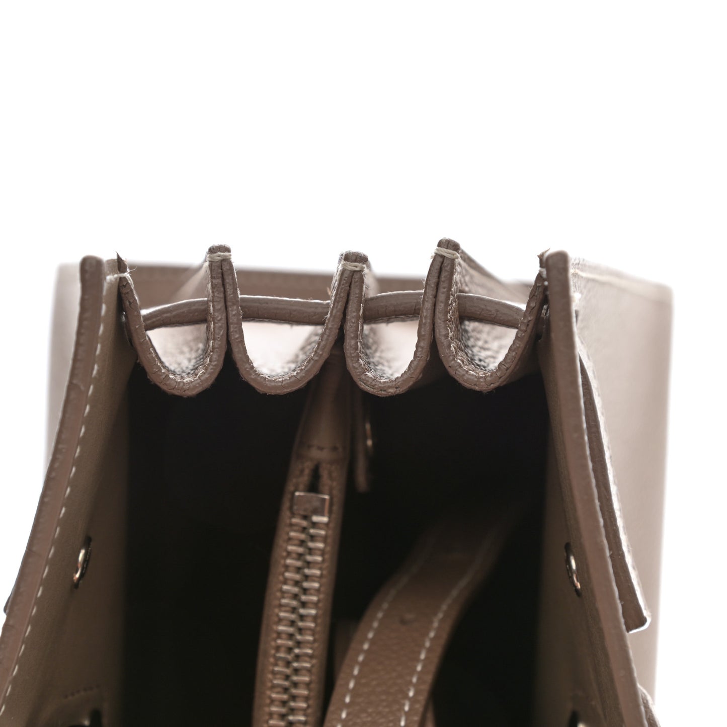 Grained Calfskin Topstich Baby Sac De Jour Taupe