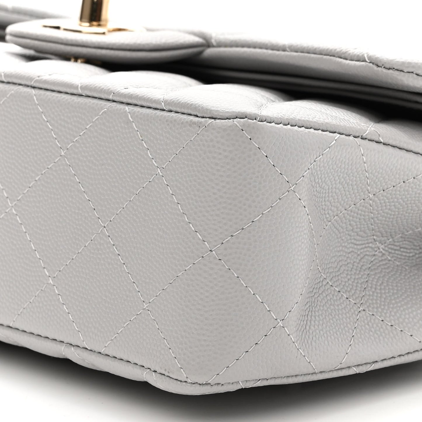Caviar Quilted Small Double Flap Grey