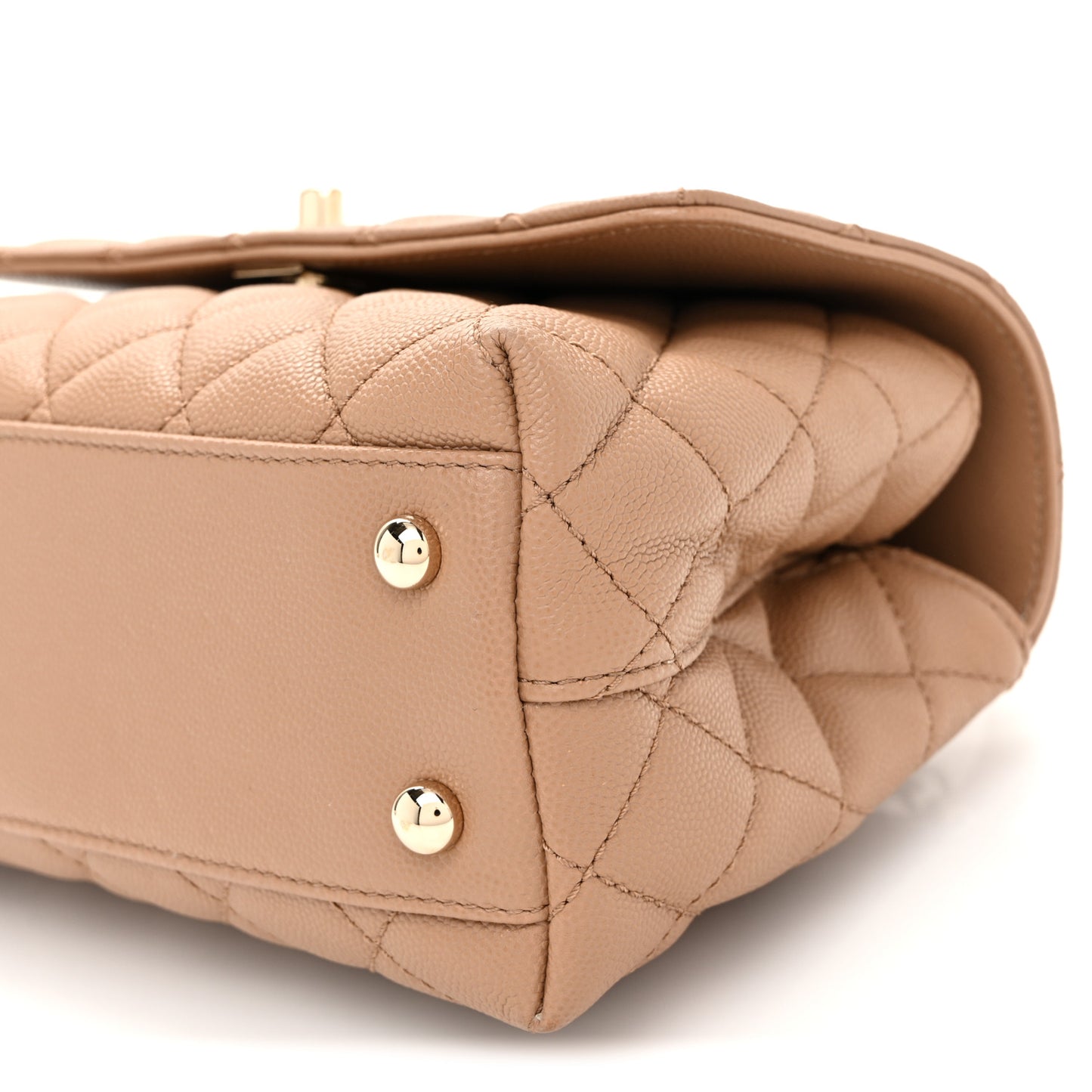 Caviar Quilted Mini Coco Handle Flap Beige Beige