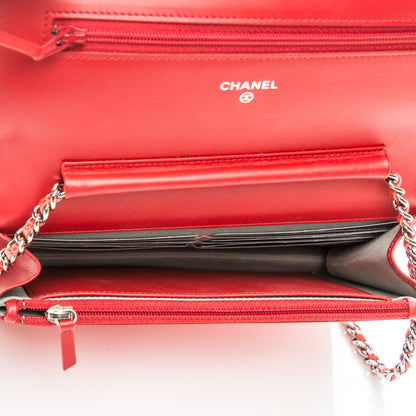 Chanel Caviar Timeless CC Wallet On Chain WOC Coral 5 of 8