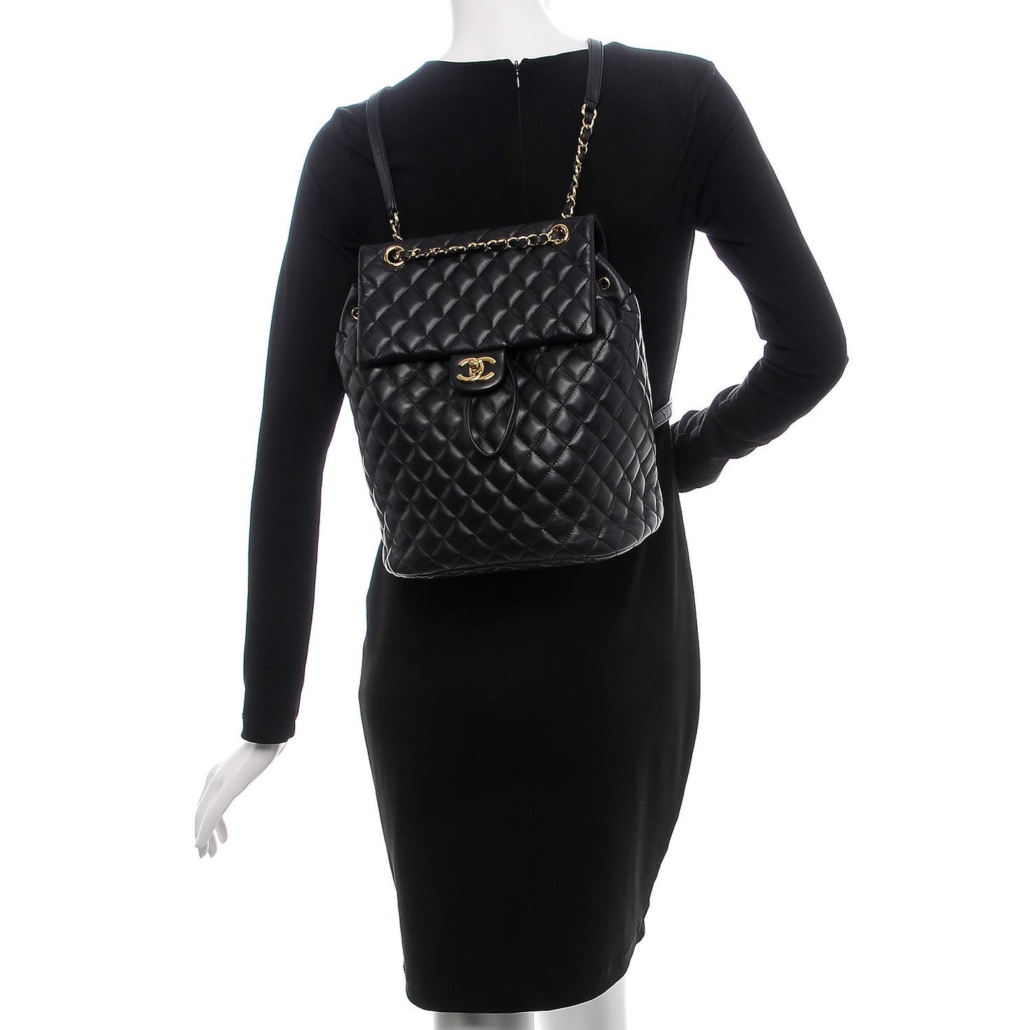 Lambskin Quilted Large Urban Spirit Backpack Black