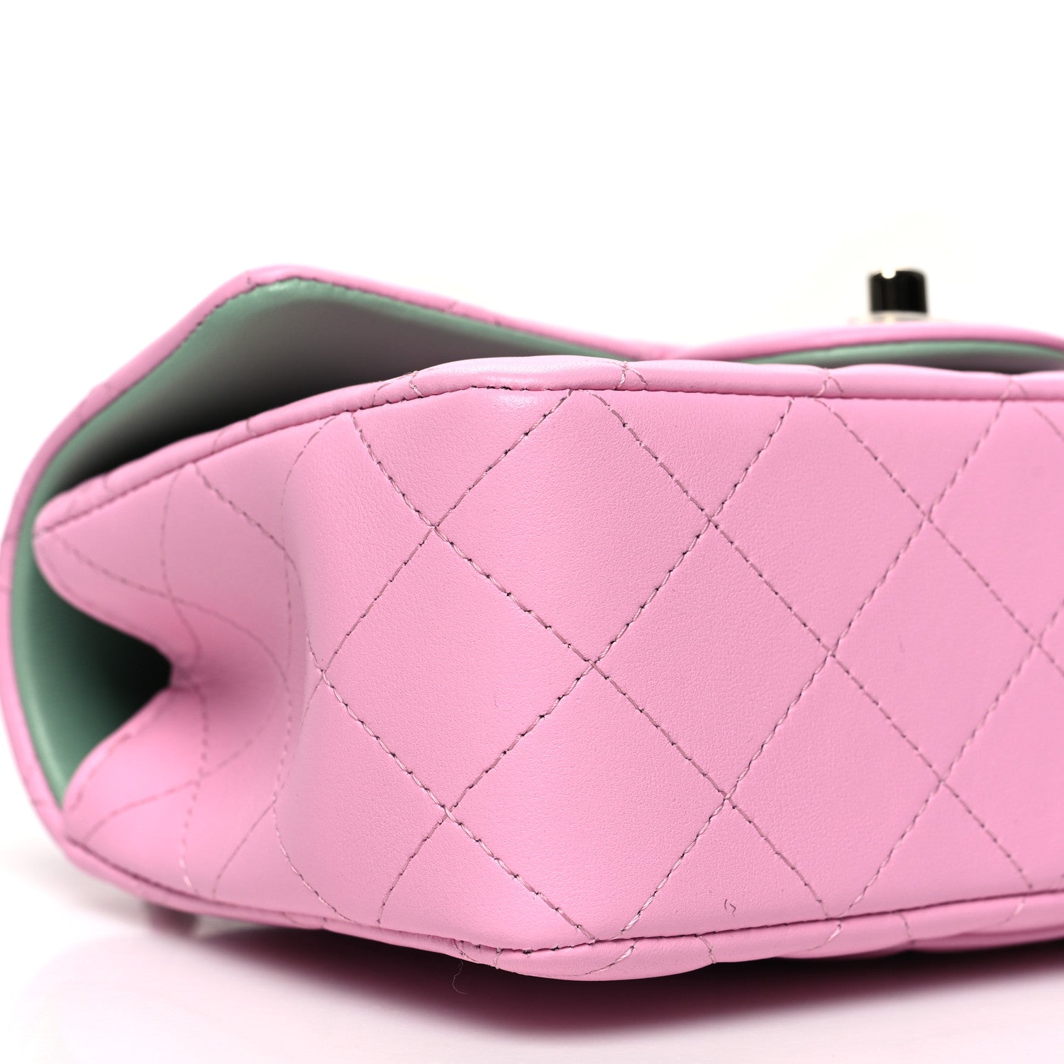 Chanel Lambskin Quilted Mini Top Handle Rectangular Flap Lilac Light Green 9 of 11