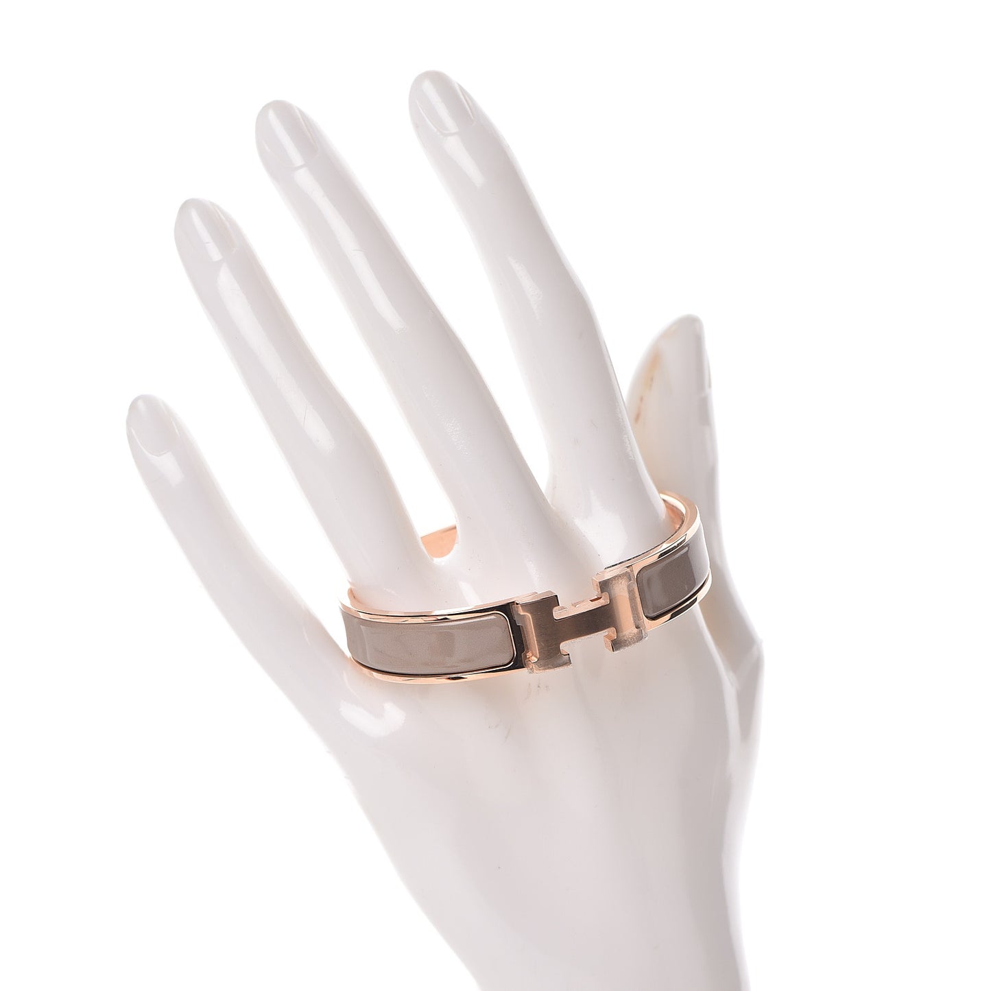 Enamel Clic Clac H Narrow Bracelet PM Marron Glace