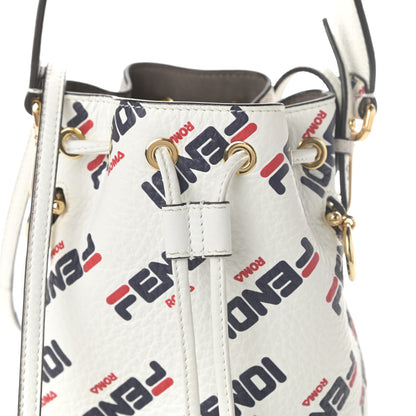 Fendi X FILA Vitello F is Fendi Mania Mini Mon Tresor Bucket Bag White 7 of 9