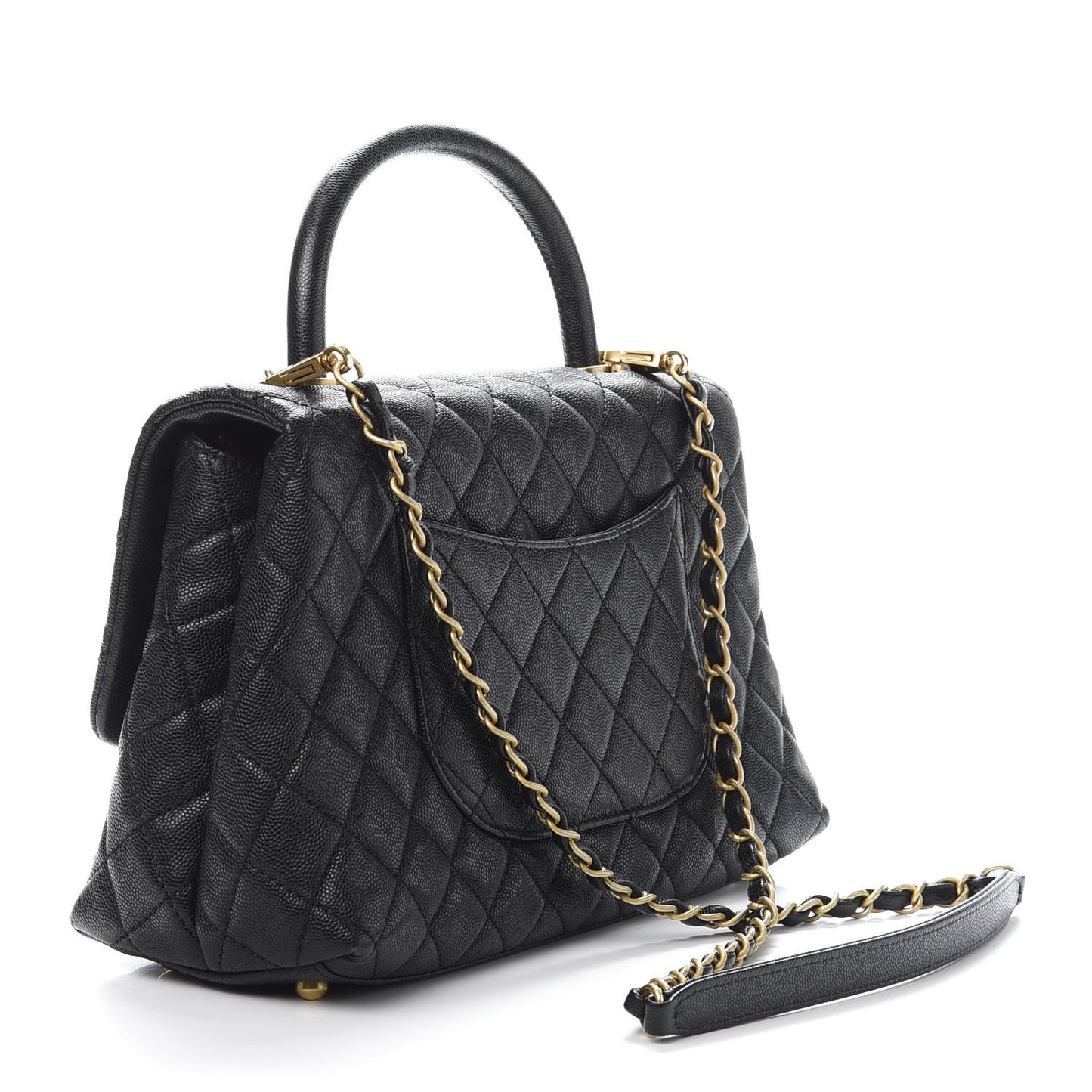 Caviar Quilted Small Coco Handle Flap Black