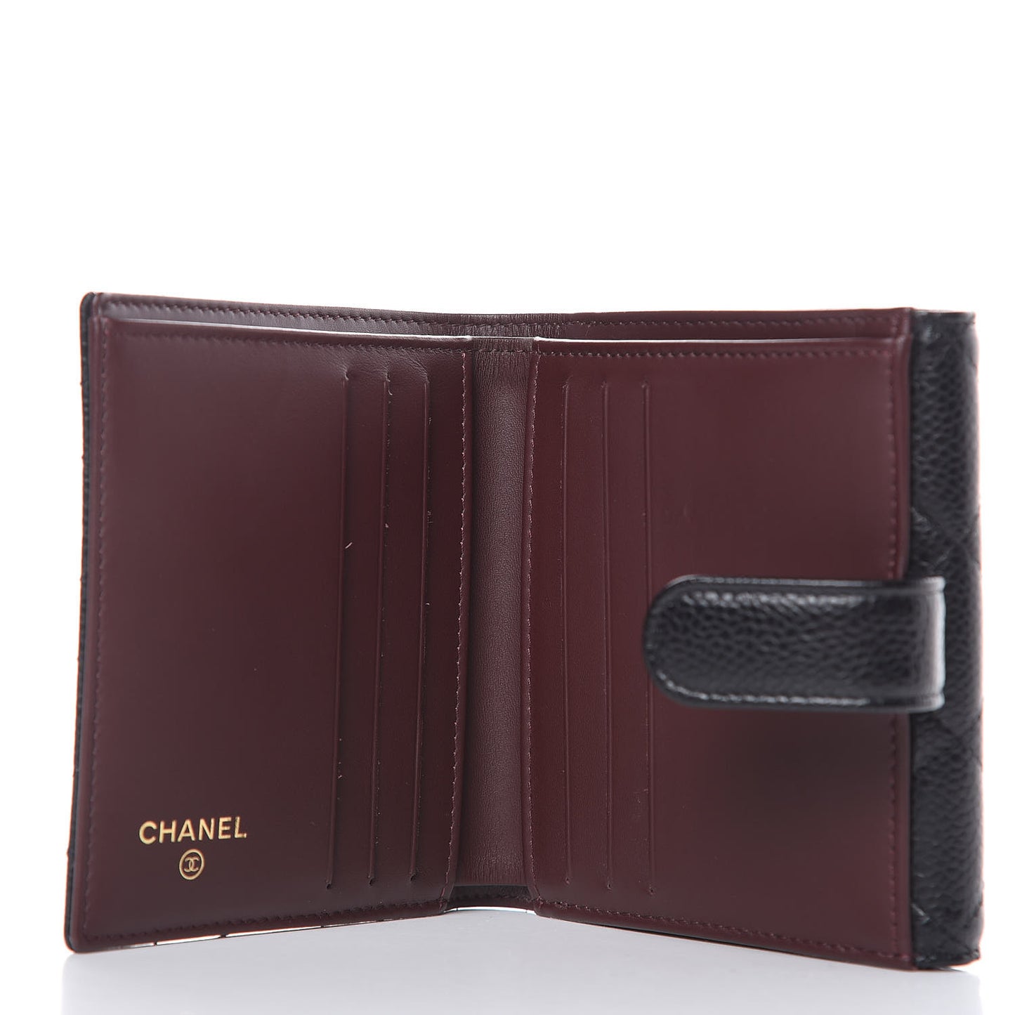 Caviar Quilted Compact French Flap Wallet Black