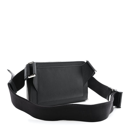 Prada Saffiano Travel Double Zip Crossbody Belt Bag Black 3 of 13