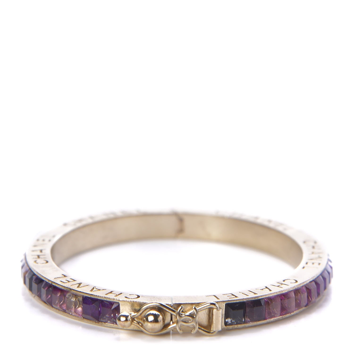 Chanel Crystal Logo Bracelet Gold Purple 1 of 6