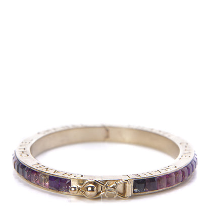 Chanel Crystal Logo Bracelet Gold Purple 1 of 6