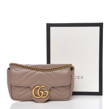 Gucci Calfskin Matelasse Super Mini GG Marmont Shoulder Bag Porcelain Rose 8 of 8