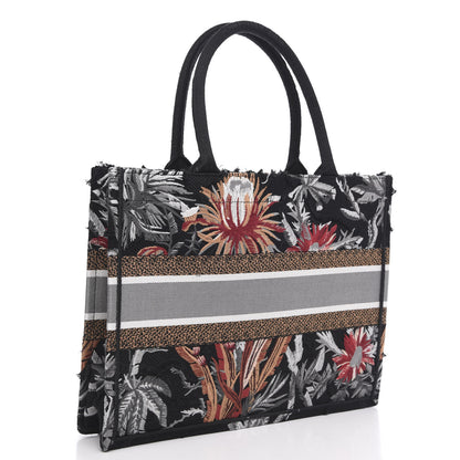 Christian Dior Canvas Embroidered Medium Camouflage Flowers Book Tote Black Multicolor 3 of 11