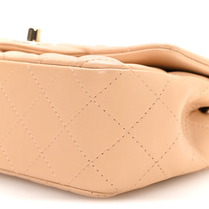 Chanel Lambskin Quilted Mini Rectangular Flap Beige 10 of 11