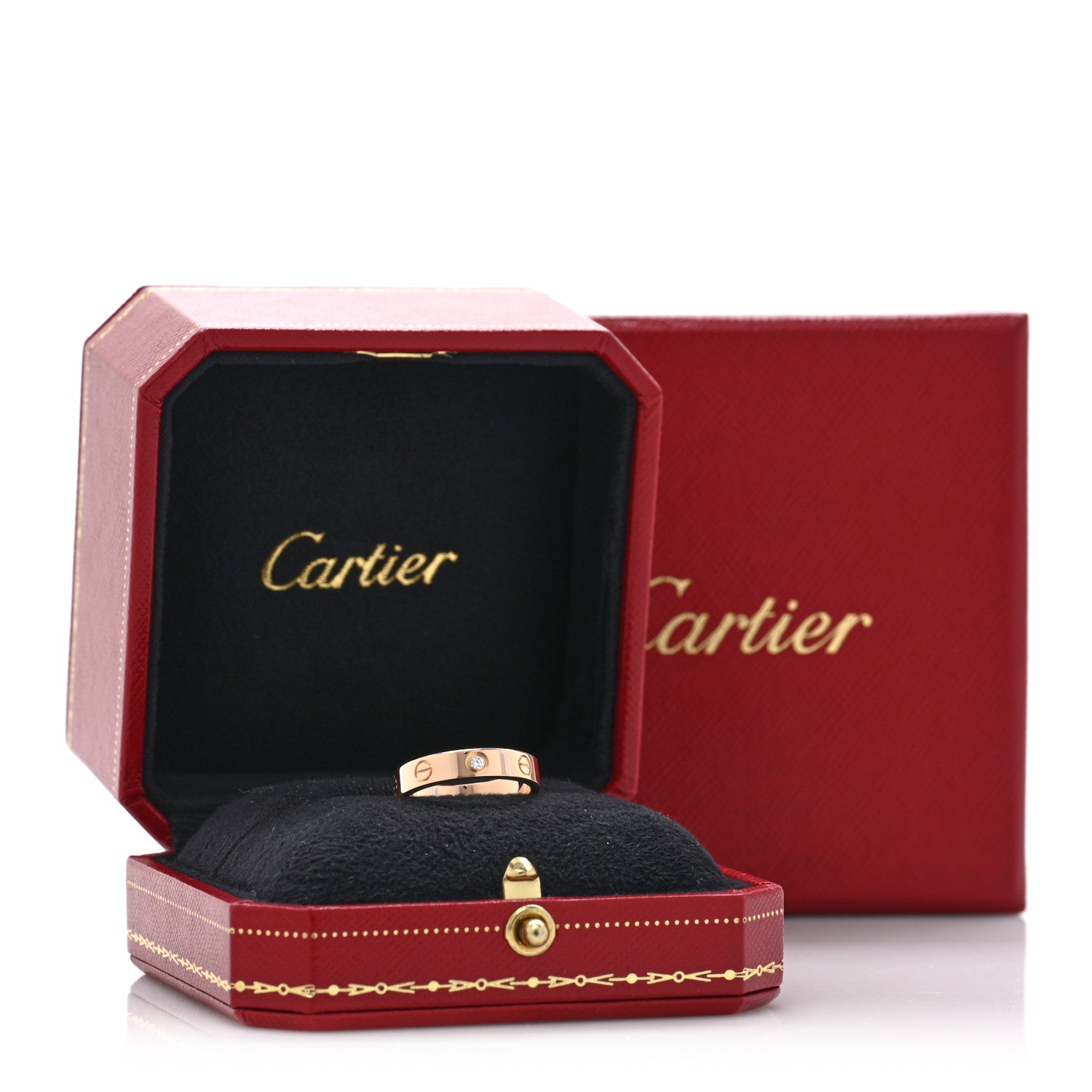 Cartier 18K Pink Gold Diamond 4mm LOVE Wedding Band Ring 52 6 5 of 5