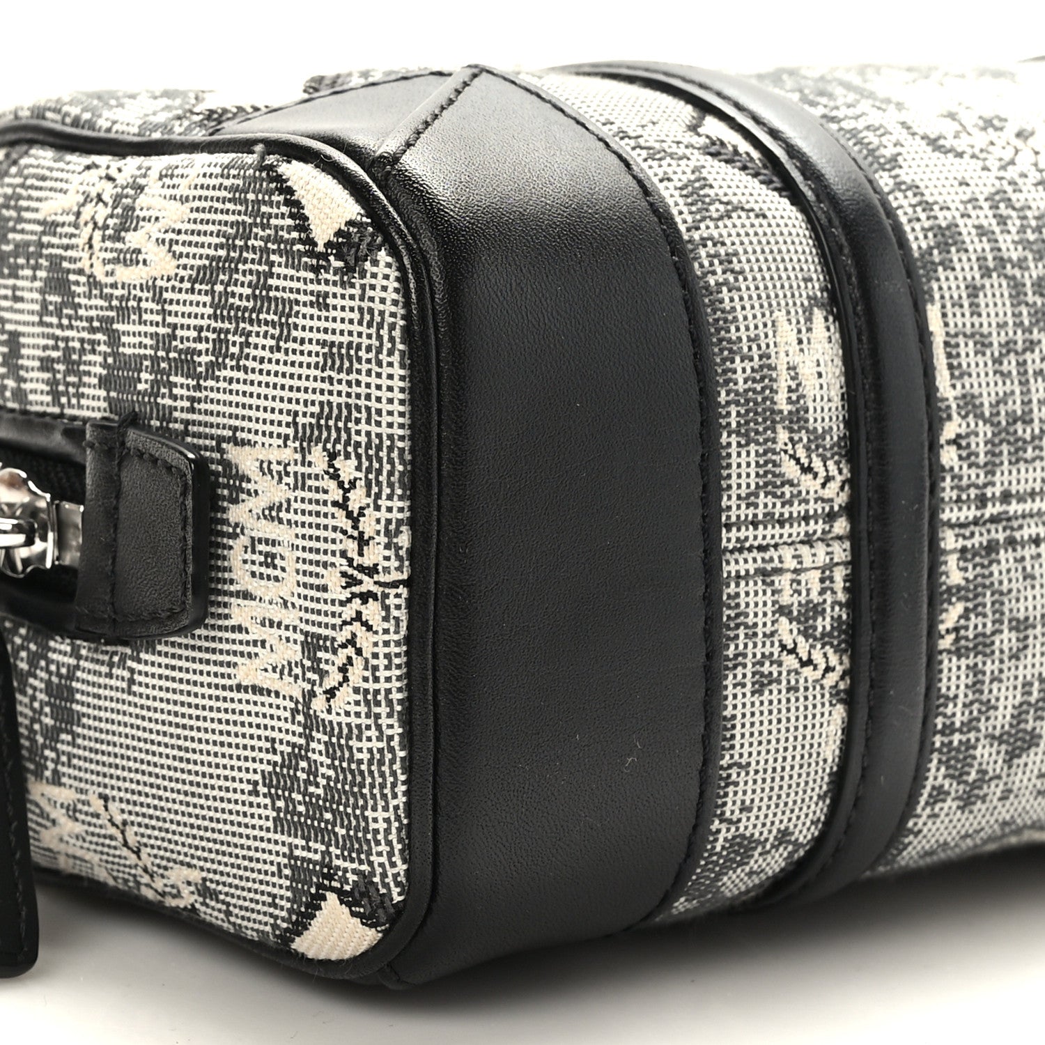 MCM Vintage Jacquard Monogram Mini Boston Bag Black Grey 7 of 8