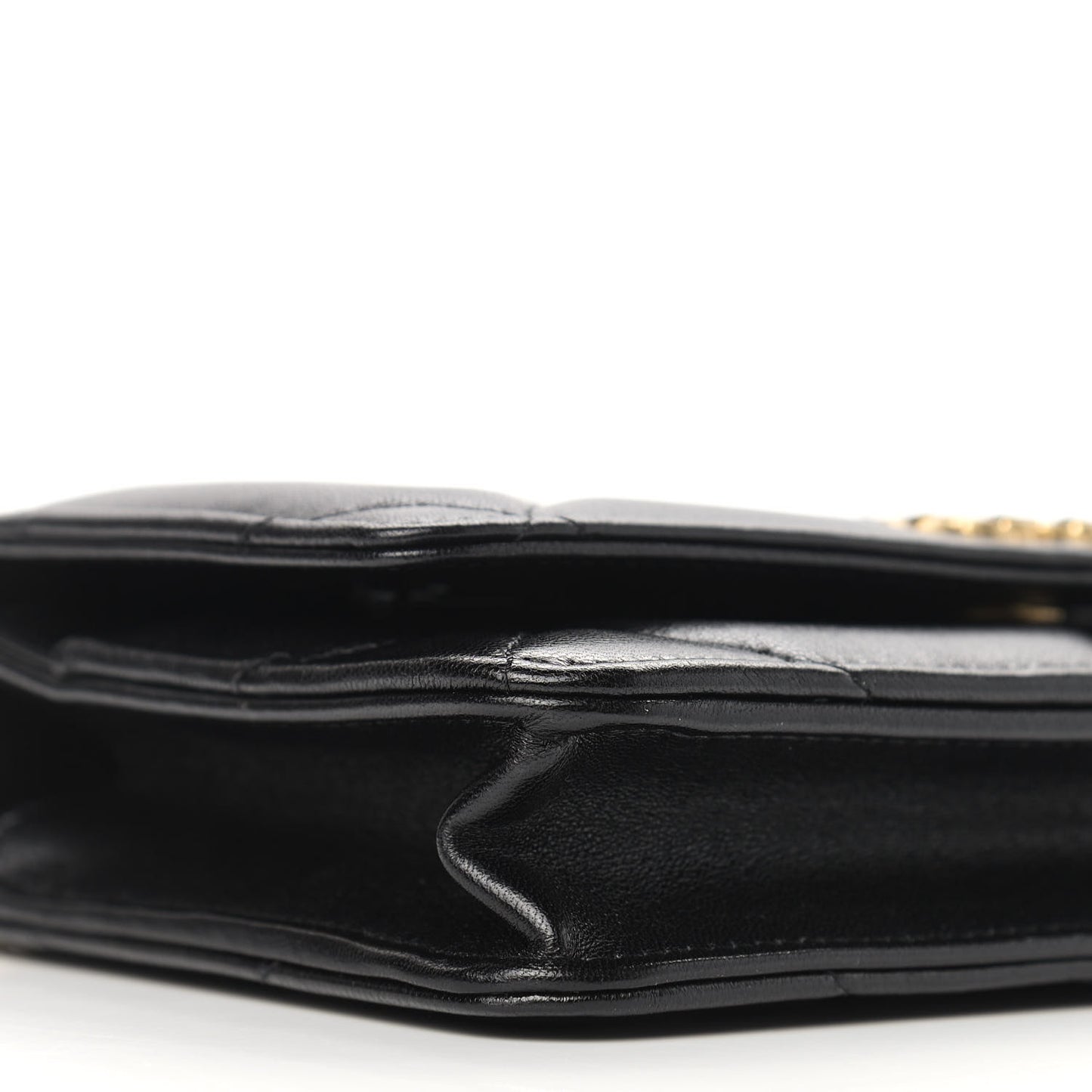 Goatskin Quilted Chanel 19 Wallet On Chain WOC Black